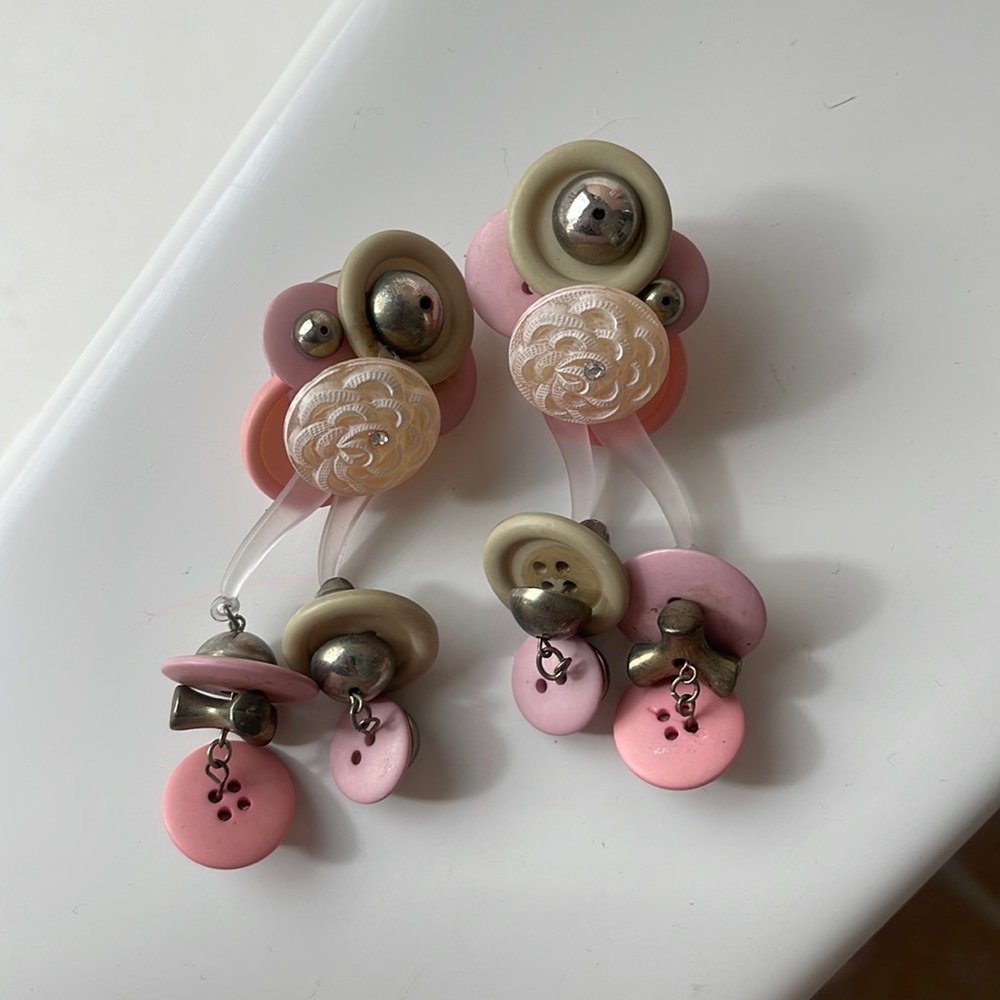 Vintage button earrings